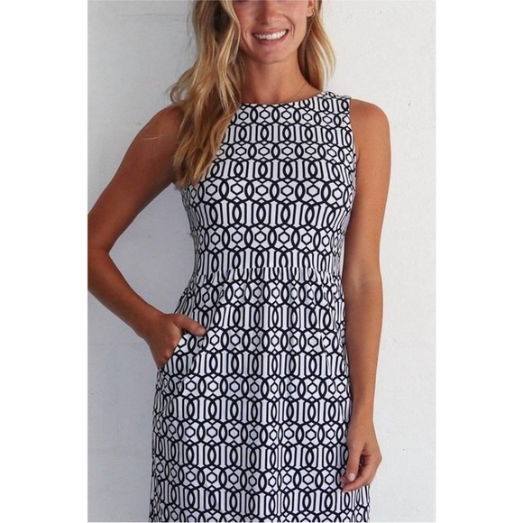 JUDE CONNALLY Mary Pat Dress in Bamboo Navy & White - Picture 2 of 16